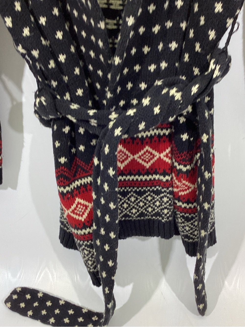 Ralph Lauren American Living Cardigan Sweater Nordic Fair Isle Wrap Shawl Collar - Picture 10 of 11